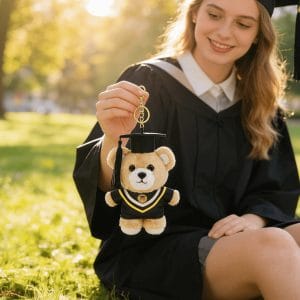 Sweet Milestone Charm: Custom Graduation Gift Teddy Bear Keychain