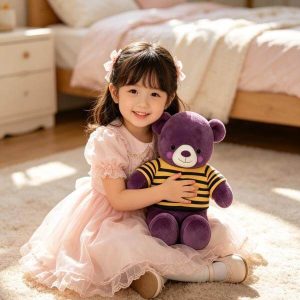 Bespoke Custom Purple Plush Teddy Bear, Unique Keepsake Stuffed Animal for Birthday Baby Shower