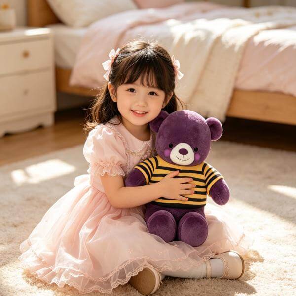 Bespoke Custom Purple Plush Teddy Bear, Unique Keepsake Stuffed Animal for Birthday Baby Shower